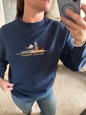 Vintage Martha's Vineyard Navy Blue Embroidered Crewneck Sweatshirt Medium